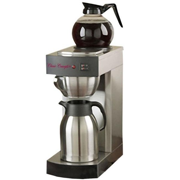 Classic Concepts Classic Concepts RCB130 Stainless Steel Commercial Brewer -1 Warmer; 12 Cup with Decanter & 1 Stainless Steel Thermal Server RCB130